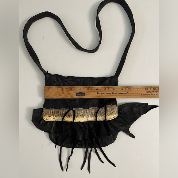ERDA Vtg Handmade Deer- hide Shoulder crossbody Black purse Unique & stylish - Picture 4 of 16